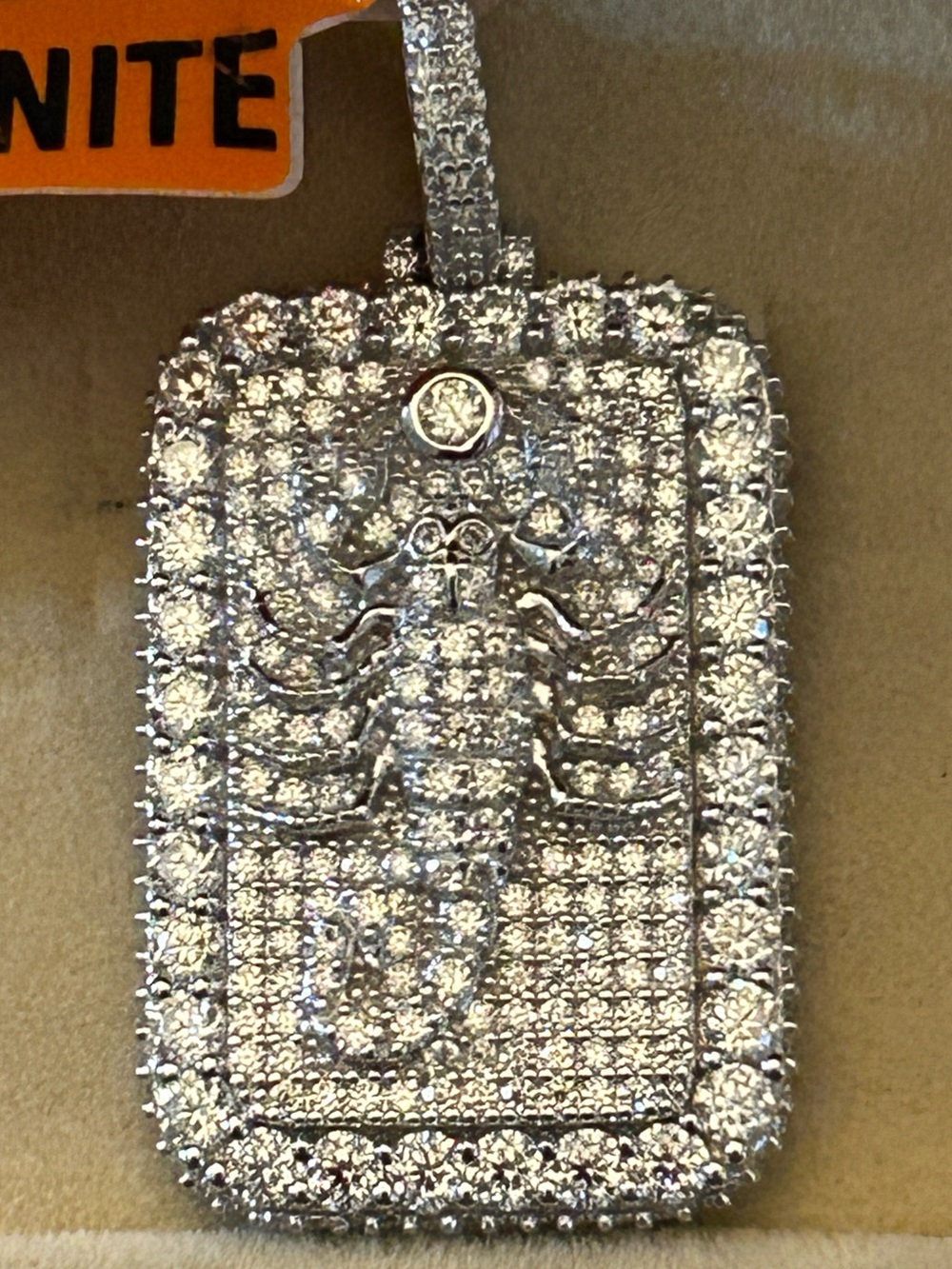 Certified docs 3.00CTW Moissanite Scorpion Dog Tag Pendant Necklace 925 SSilver